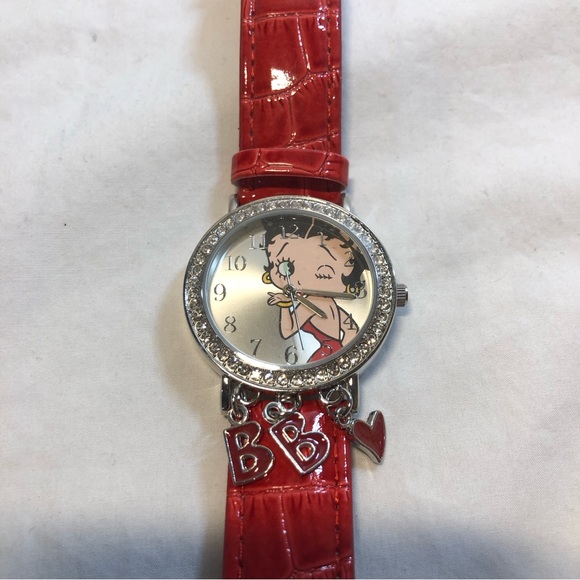 Betty Boop Wristwatch Jewelled Charms  Needs Battery Plastic Tag Still Attached - Picture 9 of 15